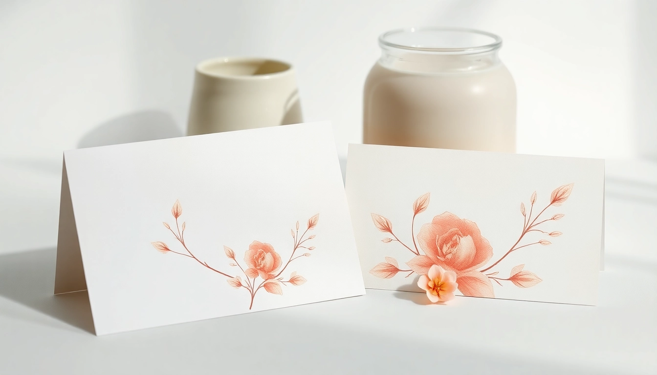 Gestalte personalisierbare Trauerkarten in einem eleganten, minimalistischen Design mit floralem Aquarell-Hintergrund und beruhigenden Farben.