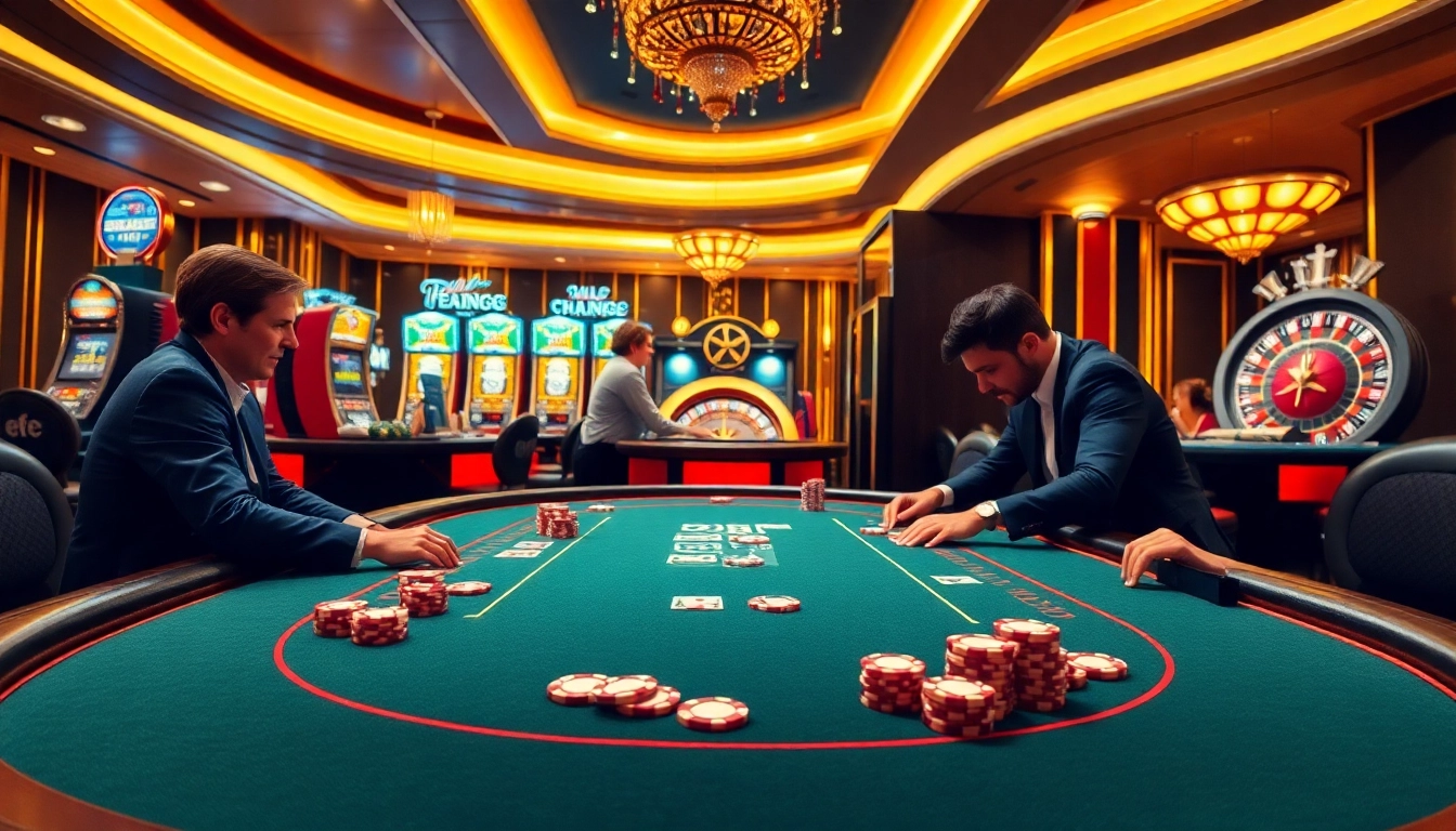 Engaged poker players at C168 casino table with vibrant atmosphere and luxury elements.