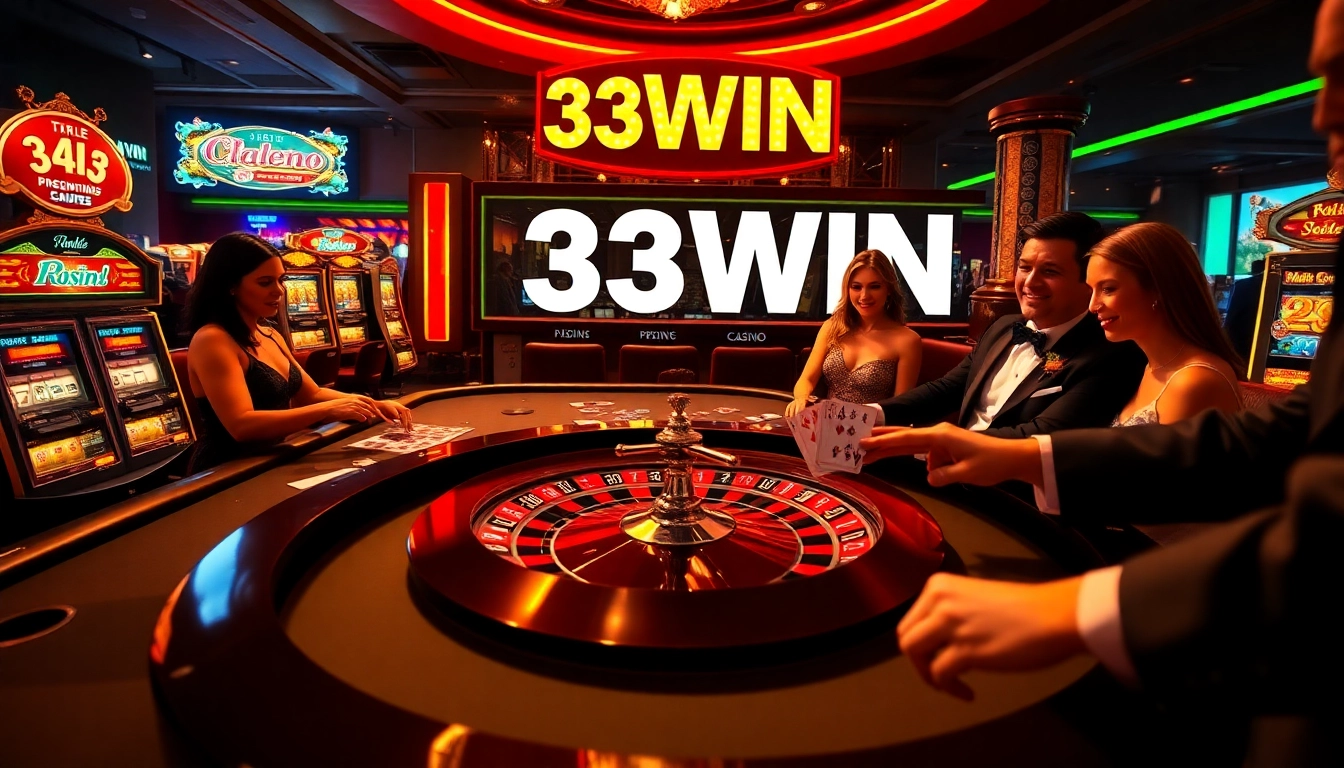 Experience the thrill of winning at 33WIN with vibrant casino scenes and expert gameplay.