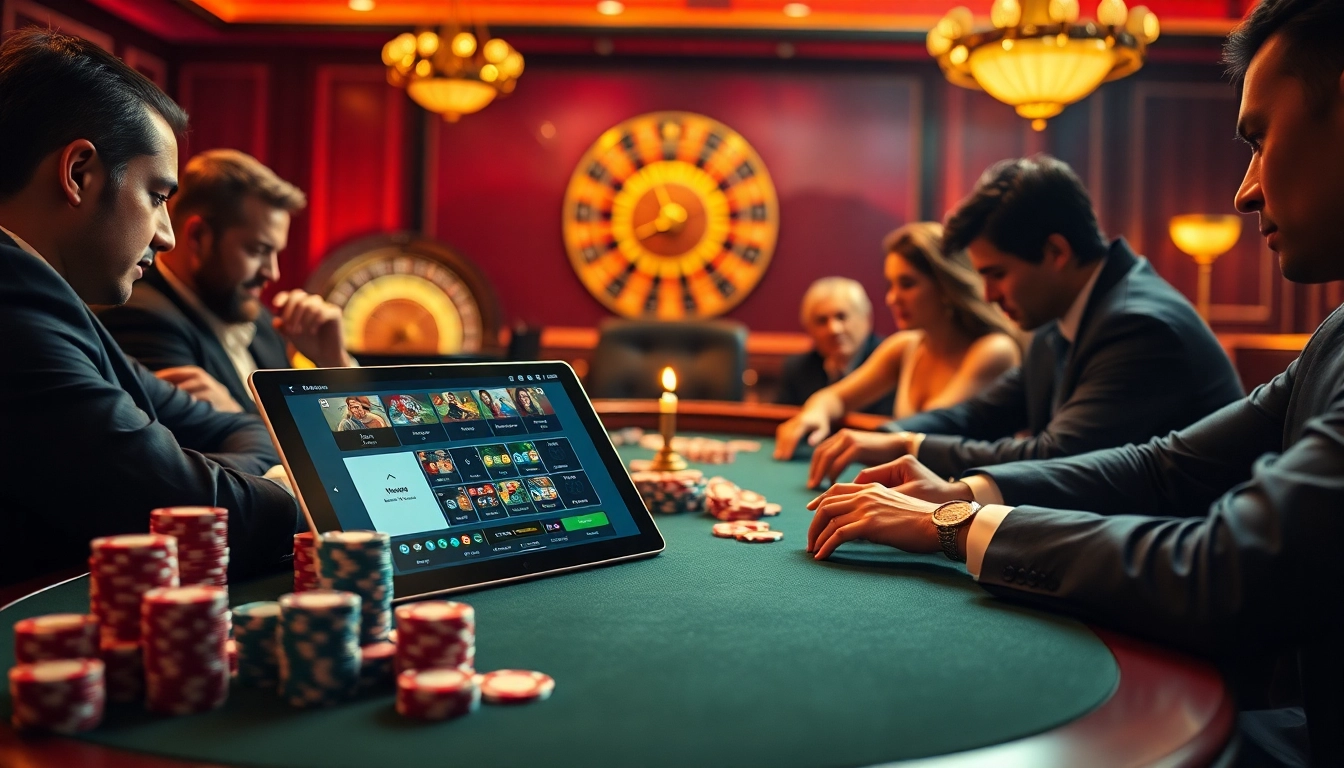 Experience excitement at the EV88 poker table with vibrant chips and an online gaming interface.