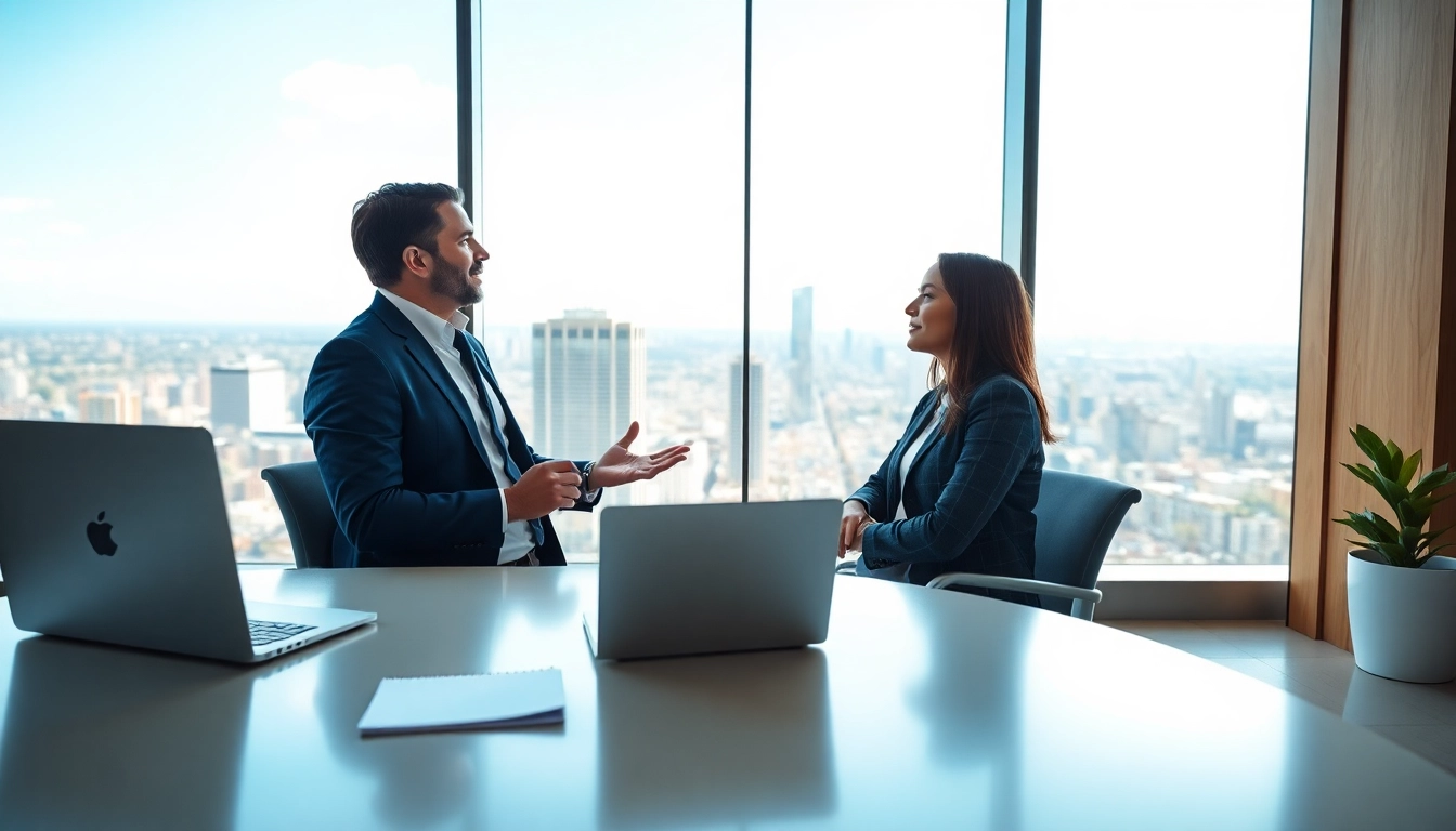 Headhunter Schweiz interviewt einen Kandidaten in einem modernen Büroraum.