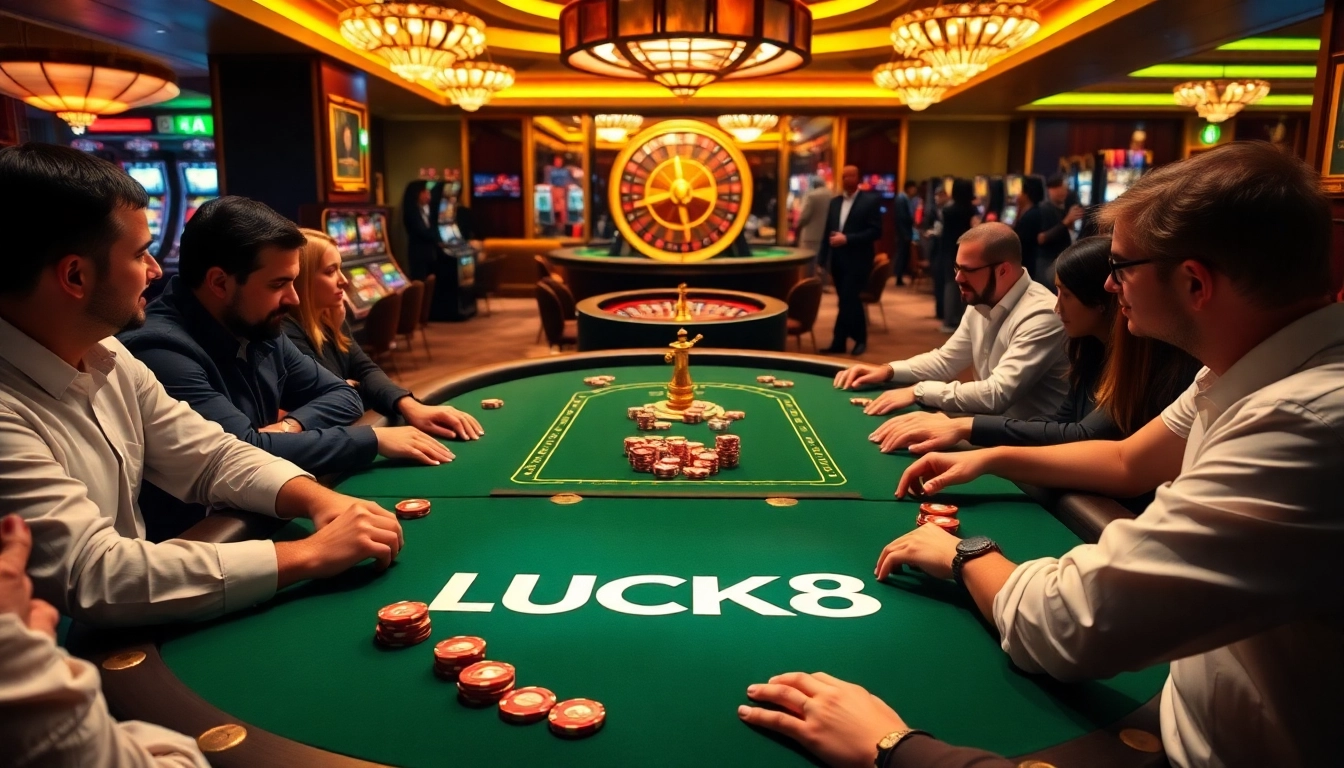 Người chơi đang tận hưởng một ván poker đầy kịch tính tại casino LUCK8, thể hiện sự phấn khích và chuyên nghiệp.