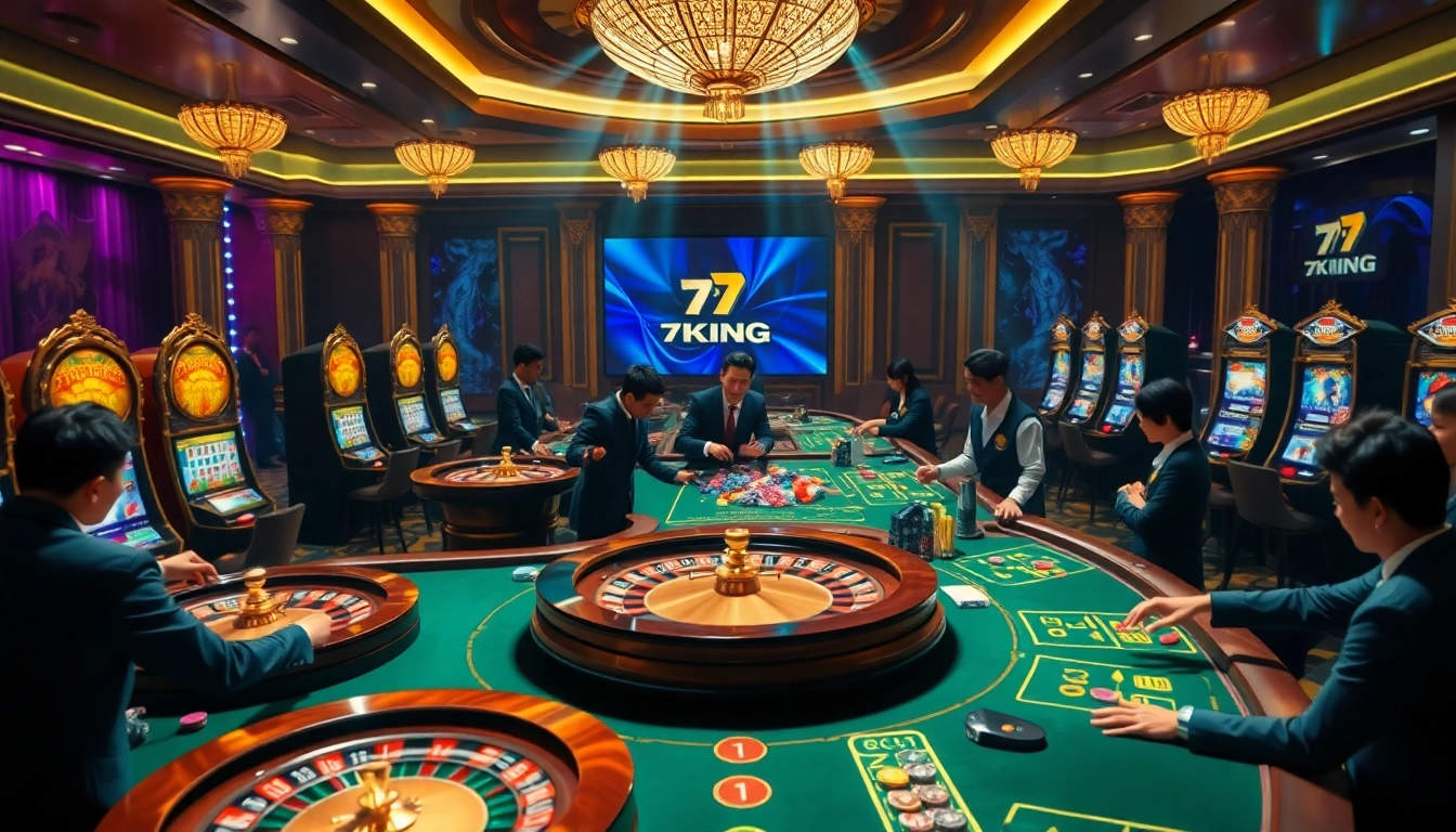 Action-packed gaming action at 79KING casino with vibrant tables and glamorous players.