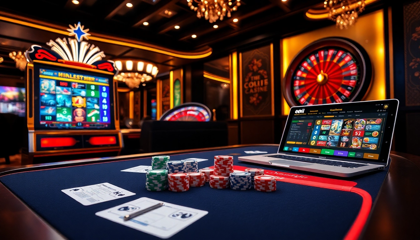Experience the excitement of the 88i game at a luxurious casino table with poker chips and a vibrant slot machine.