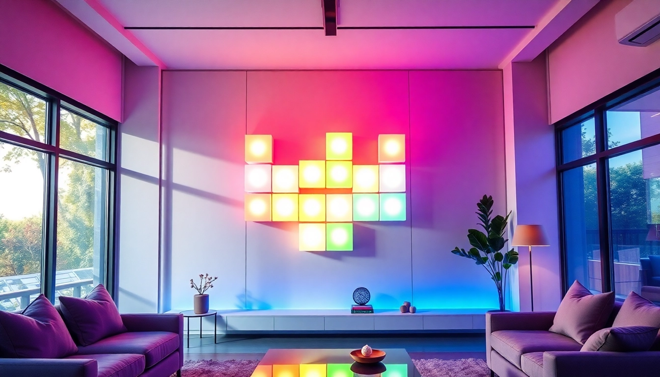 Nanoleaf Block Test illuminated panels creating a modern stylish ambiance.
