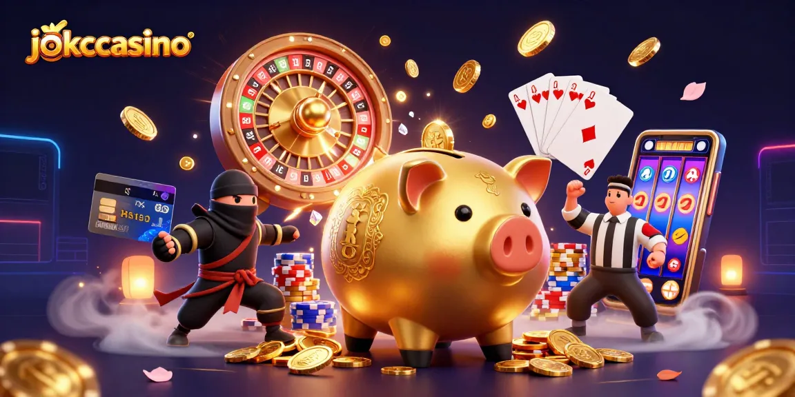 Engage in thrilling gameplay at jokacasino with vibrant 3D casino illustration showcasing exciting elements.